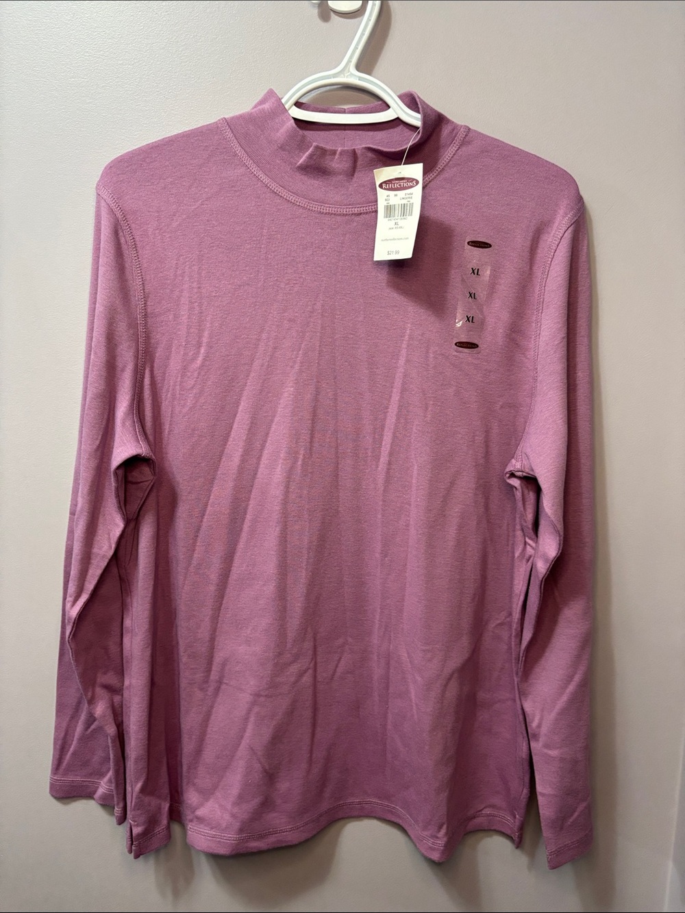 NWT Northern Reflections Purple Long Sleeve Mock Neck Shirt XL
